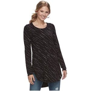 Apt 9 Black Long Sleeve High Low Tunic XS